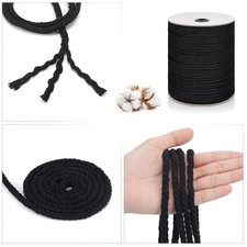 Black Macrame Cord 6mm x 175yd - 3 Strand Twisted