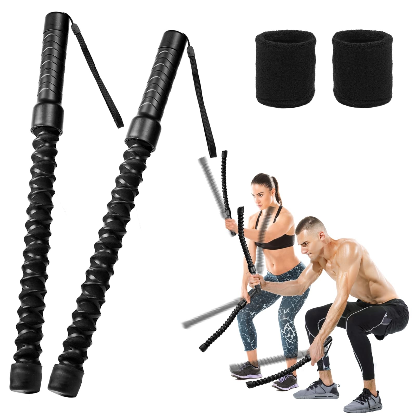 Ropeless Battle Ropes for Home Gym, Lightweight Battle Rope for Fitness Begin...