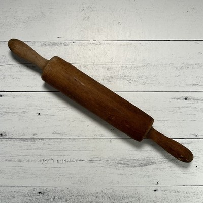 Antique One Piece Wood Rolling Pin Hand Turned 1800s Farmhouse Patina USA