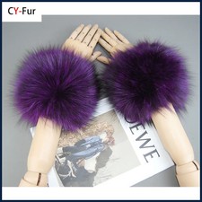 2026 New Style Fox Fur Cuff Arm Warmer Lady Bracelet Real Fur Wristband Glove