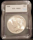 1928 Peace $1, ICG MS63, New Slab!