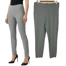 LOFT Women Houndstooth Casual Pants Size 8 Gray Slim Leg Elastic Waist