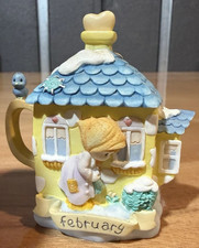Set of 12 Enesco Avon Exclusive Precious Moments Calendar Miniature Teapots
