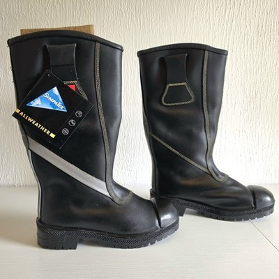 Tuffking Feuerwehrstiefel Herren 7 Allwetter Stahlkappe Sicherheit schwarz Leder