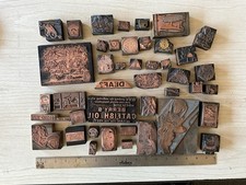 Letterpress Printer Copper Wood Print Blocks Cuts Lot Of 43 Various Subjects