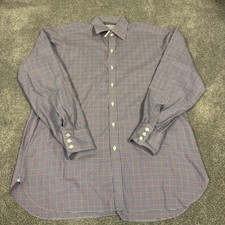 Turnbull  Asser Men's White Blue Red Plaid Dress Shirt 16.5 42