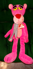Vintage 22" Pink Panther Plush w/ Glitter Neck Tie  Swing Tag Mighty Star 1980