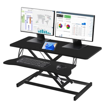 IGANG 37" Black Home Office Desk Riser Adjustable Standing Desk Converter