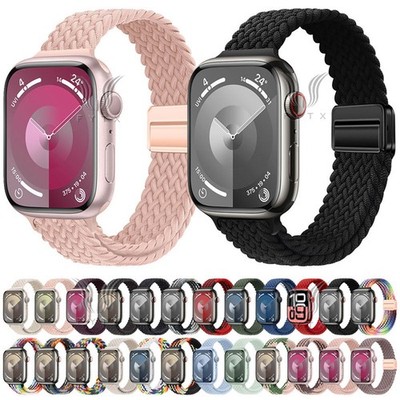 Für Apple Watch Seirie 11 10 9 8 7 6 5 4 Schlankes Nylon Geflecht Magnet Armband