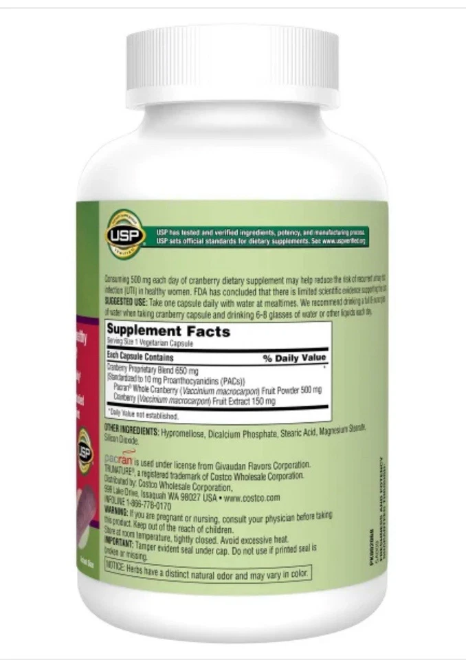 trunature CRANBERRY 650mg, 140 Vegetarian Capsules Exp: 01/2027 - Image 2 of 2