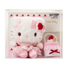 Hello Kitty Plush Doll Stuffed Toy  Accessory Case Set Strawberry Whipped Cake
