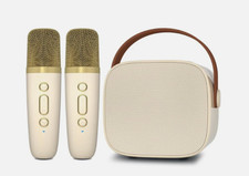 "Mini Karaoke Machine with 2 Wireless Microphone, Bluetooth Speaker for Kids and