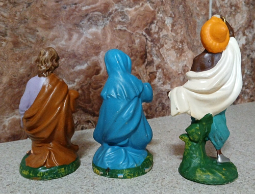 10 pièces figurines crèche vintage en papier mâché peint à la main Italie Woolworth Co. - Photo 5/10