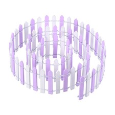 35" L x 2" H Wood Miniature Mini Fairy Garden Picket Fence, Purple White
