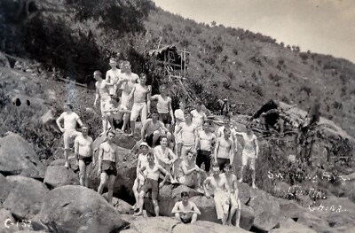 VINTAGE PHOTO; SWIMMING PARTY FROM U.S.S. WILMINGTON; CANTON, CHINA; CIRCA 1912
