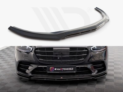 For Mercedes S-Class AMG-Line Maxton Design Front Diffuser Diffusor Gloss Black