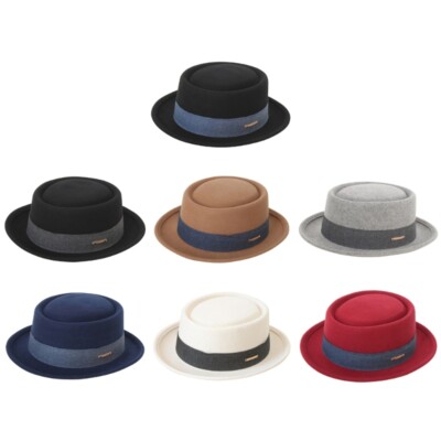 Woolen Bowler Hat Masquerade Fedora Hat Role Playing Party Rolled Brim Hat