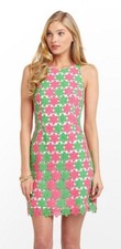 Lilly Pulitzer Pearl New Green Two Tone Truly Petal Lace Shift Dress 348