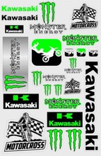 Kawasaki Monster Motorcross green white black sticker pack cool decal vinyl