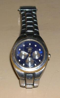 FOSSIL Blue Men's Silver Wristwatch, Model BQ 9067