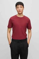 $88 Boss Cotton-blend T-shirt with bubble-jacquard structure DARK RED S,L,XL,XXL