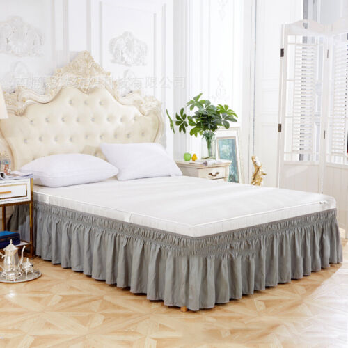 Pure Elastic Bed Ruffles Bed Skirt for Twin Full Queen King - Picture 1 of 13