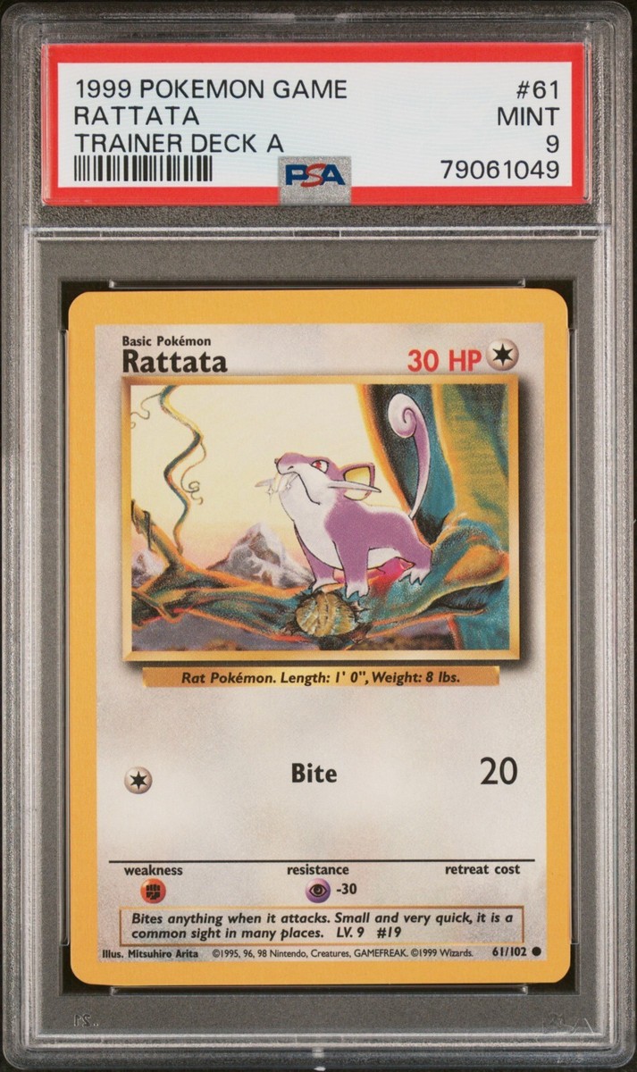 Pokemon Card Rattata 61/102 Brocks Trainer Deck A PROTOTYPE PSA 9