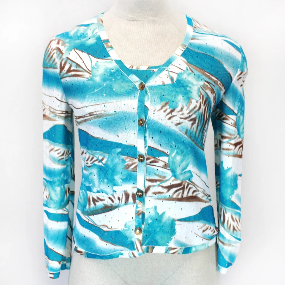 ST. JOHN Sport животных печати twinset кардиган верхний курорт круиз средний - Изображение 2 из 4