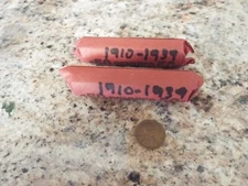 2 ROLLS OF PRE 1940s WHEAT PENNIES--Teens, 20s, 30s & One 1909--FREE SHIPPING