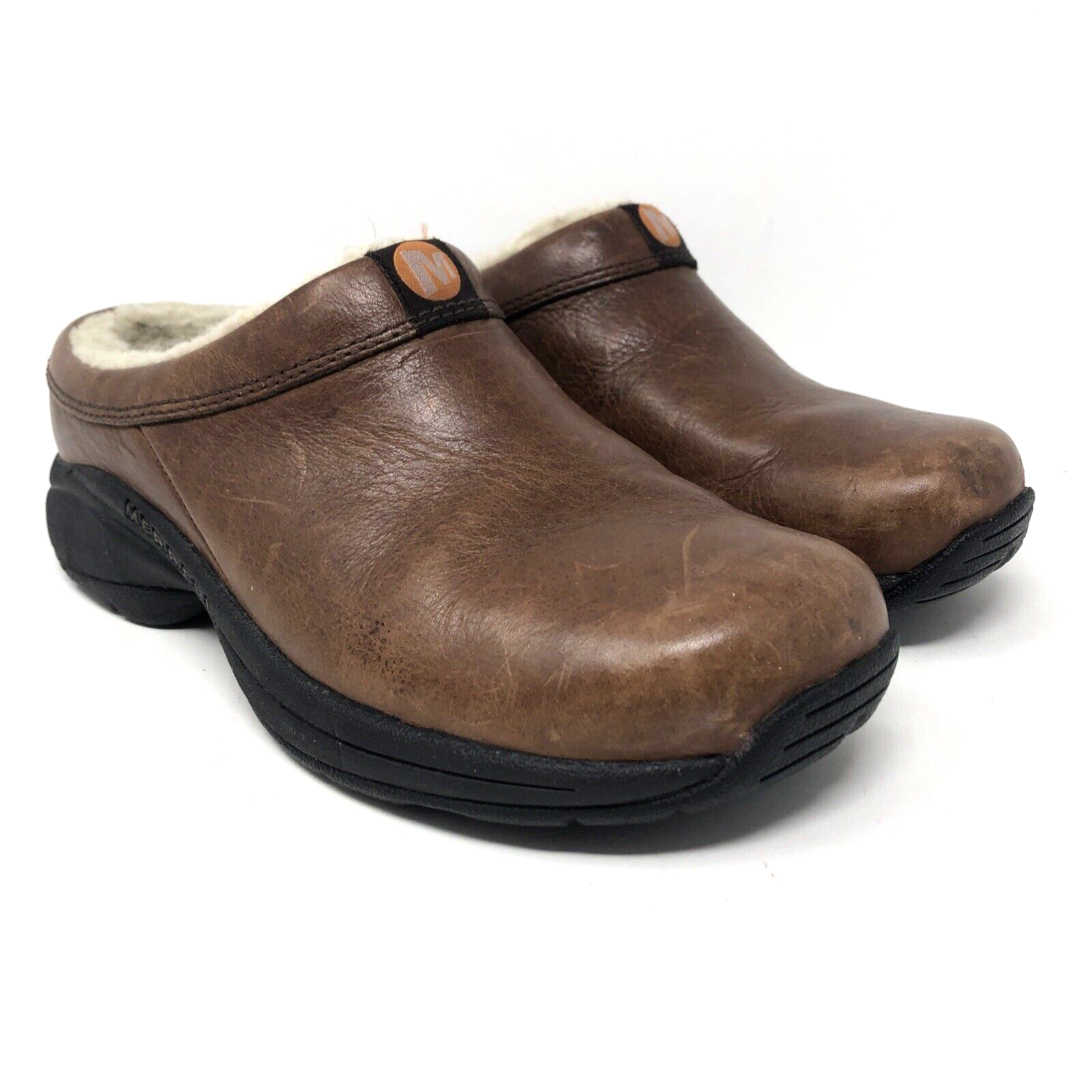 Zoccolo Merrell Primo Chill pelle sherpa foderato donna taglia 6 5 marrone slip on slide