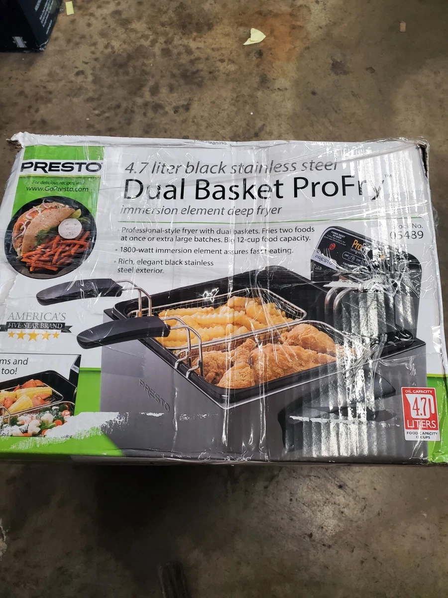 Presto 05466 Steel Deep Fryer Dual Basket Profry New In Open