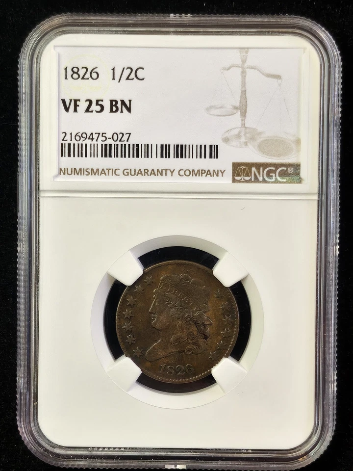 1826 Classic Head 1/2C- Graded NGC VF-25 BN "Rotated Reverse & Attractive Color" - Image 3 of 4