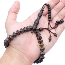 Tamarind Wood Misbaha &ndash; 33ct Islamic Contoured Saucer 8x11mm Prayer Bead Tasbih