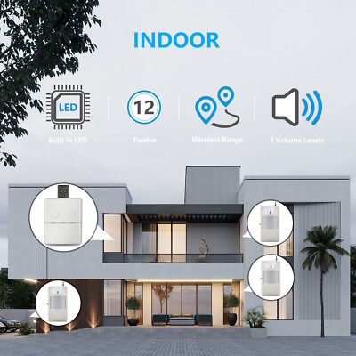 Wireless Driveway Alarm Motion Sensor Home Security Alarm System Doorbell US