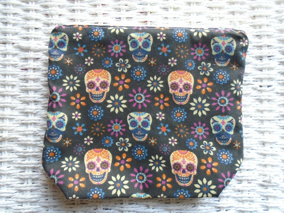 TRENDING TEXTILES Make Up Bag or Large Pencil Case Day Of Dead Skulls Gothic Goth Bags Skull Gift