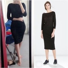 NWT ZARA DRESS SIZE S KNIT LACE AUTHENTIC BLACK LACE BODY CON ELEGANT WINTER