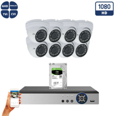 Evertech 8 Channel HD CCTV Security Dome Camera DVR Video Recorder System 2TB