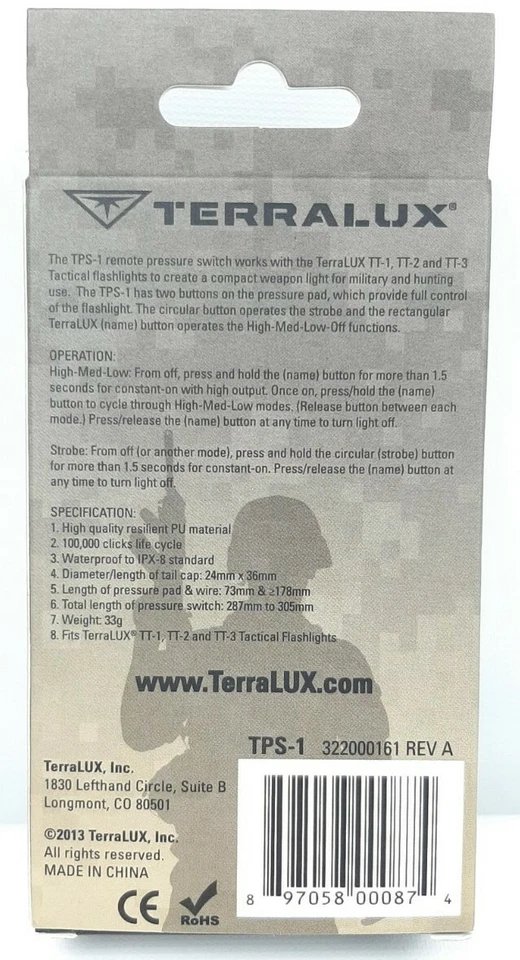 TPS-1 Remote Pressure Switch With Strobe Access For TerraLUX TT-1, TT-2, TT-3 - Image 2 of 4