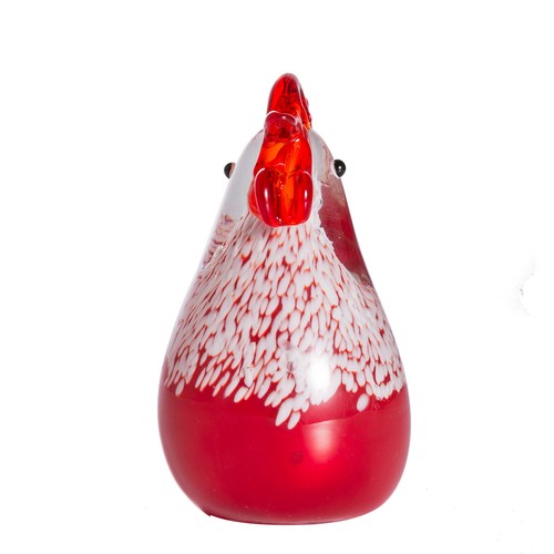 Estatuilla de gallo de vidrio rojo coleccionable hecha a mano adorno de pollo de vidrio soplado - Imagen 4 de 5