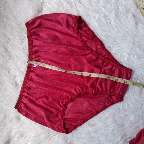 6 Red Pantie Underwear Women Light Nylon Silky Soft Smooth Briefs Waist30-36" L - Picture 9 of 10