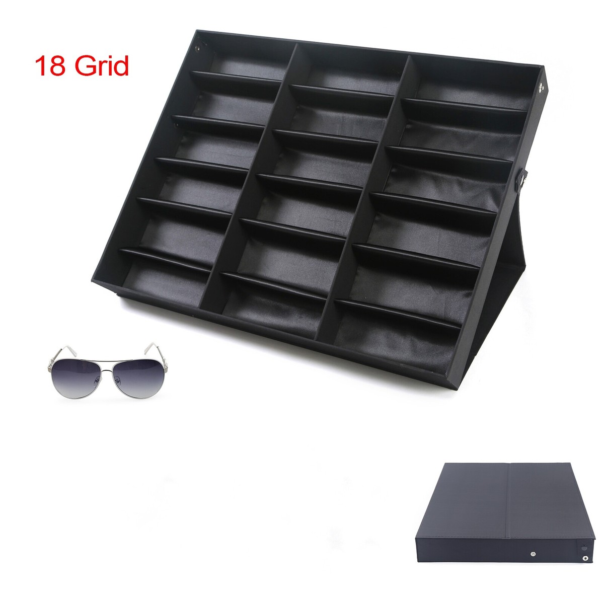 Eyewear Storage Tray Box 18 Slot Sunglasses Glasses Display Case