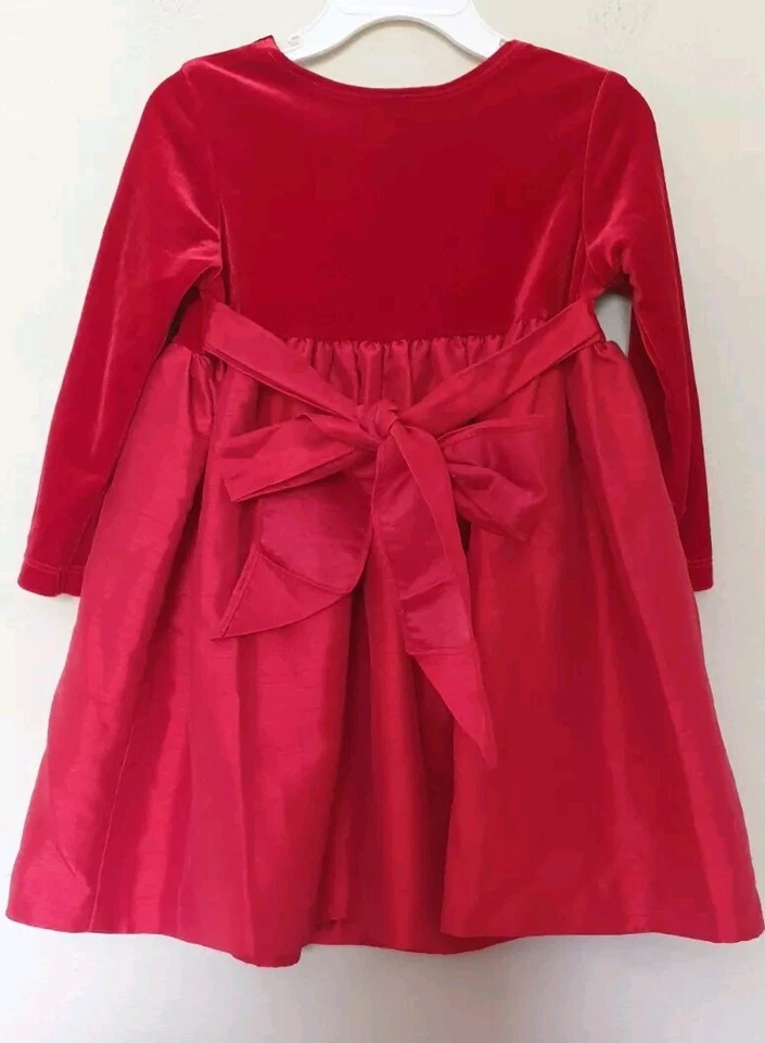 Vestido Jessica Ann Niñas Vacaciones Navidad Talla 2T Rojo Terciopelo Bordado Flores Foto 2 de 4