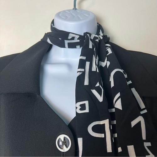 John Roberts Women's Vintage Button Down Dress Attached Print Scarf 80s Sz. 6 - Picture 8 of 11