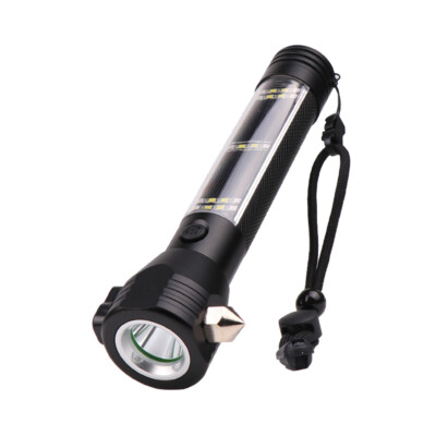 Solar Power LED Flashlight 9in1 Multi-functional Safety Hammer Torch Light Lamp
