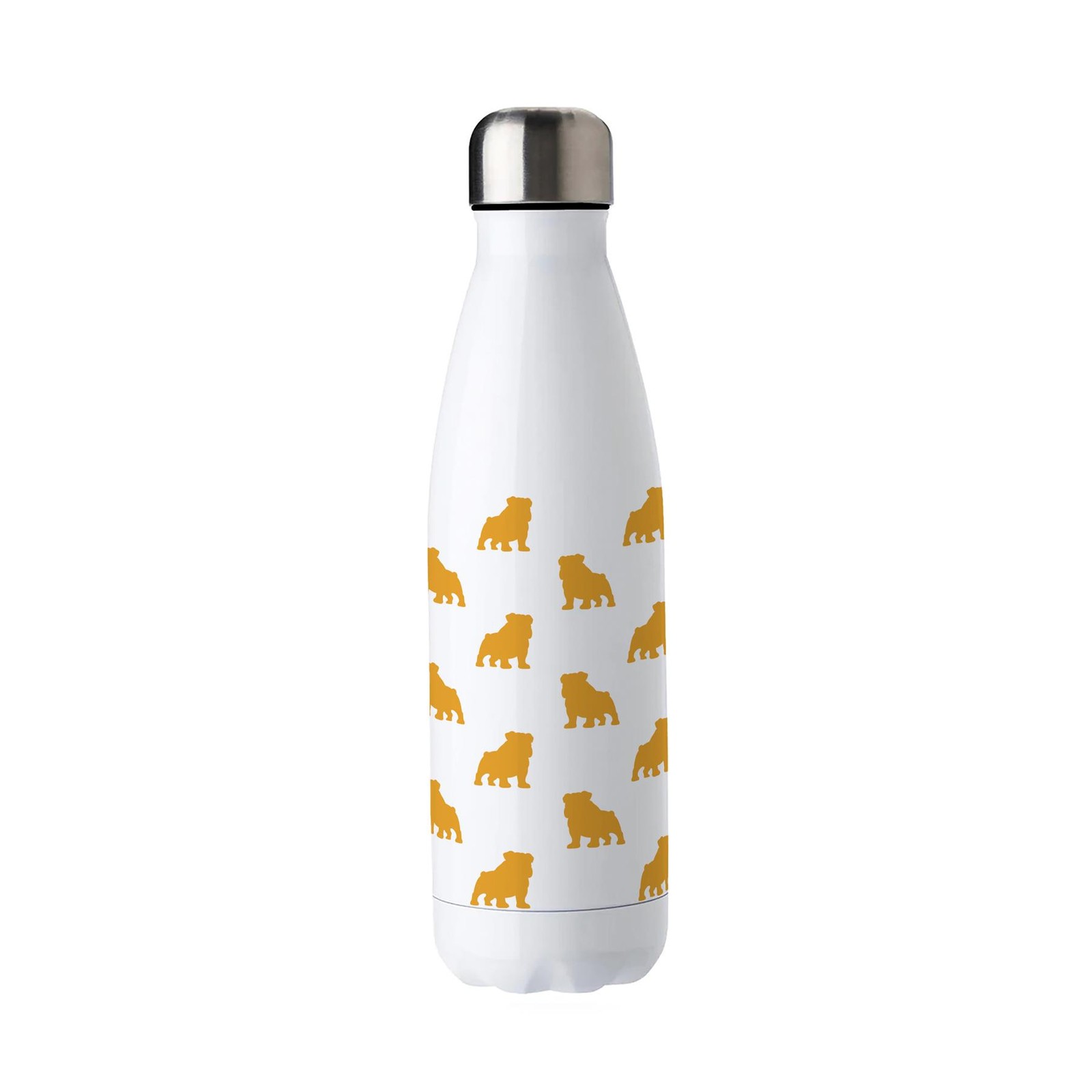 Bulldog Water Bottle - Yellow Reusable 500ml Metal Drinks Bottle Dog Gifts