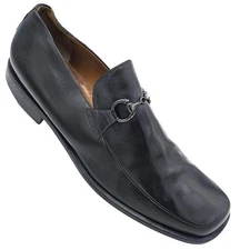 Vintage Mauri Millennium Men Size 13 Black Leather Dress Shoes Italy Bit Loafers