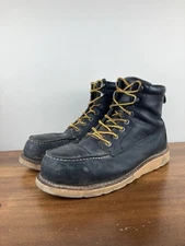 ROCKROOSTER Edgewood Black Leather Steel Toe Work Boots 6” Vibram Men’s 14