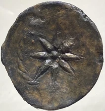 Extremely Rare 200-100BC Coin Malaca Punic Phoenician Iberian 8 Ray Chusor Ptah