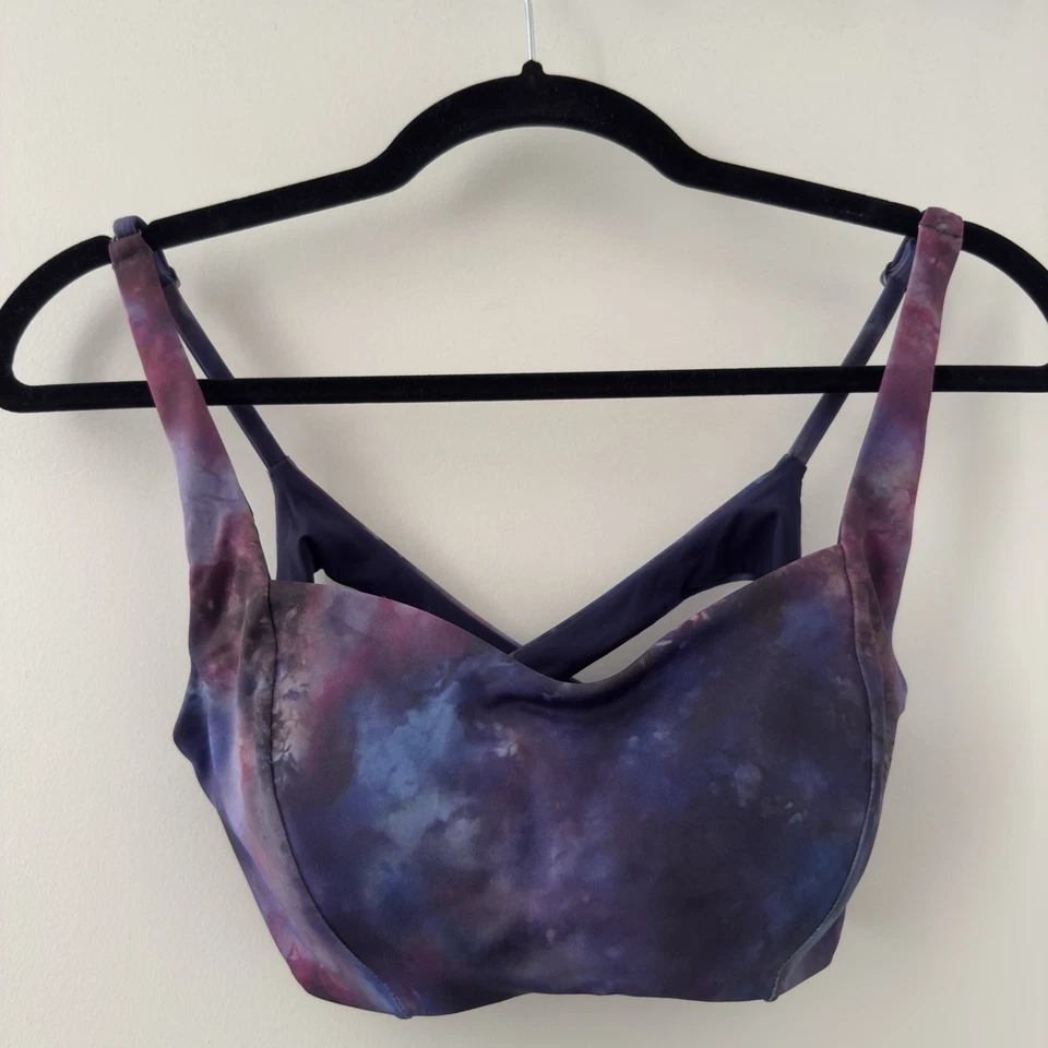 Top de natación bikini entrelazado Athleta Supernova 32 D/DD púrpura azul nadar con aros Foto 2 de 4