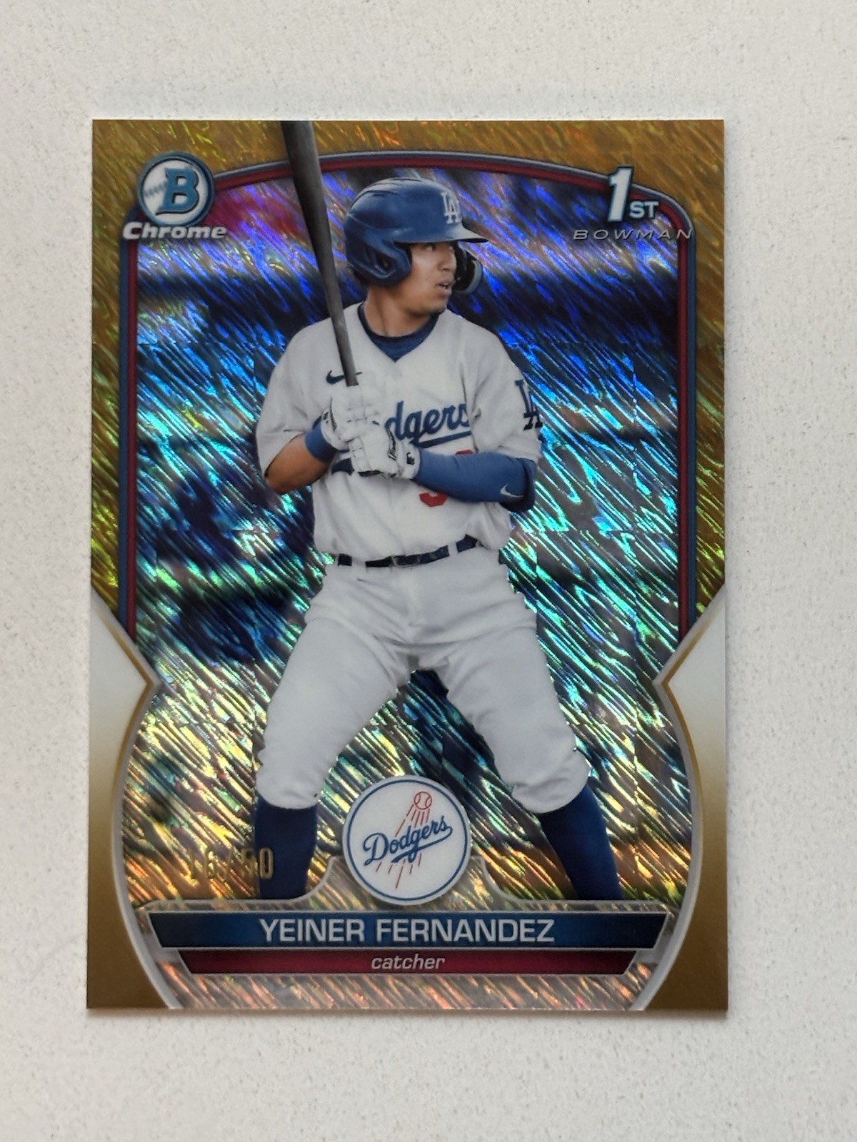 2023 1st Bowman Chrome Prospects - Yeiner Fernandez (#BCP-138) Gold Shimmer /50